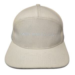 Drink Beer Outside 5 Panel Cap Beige One Size Adjustable Embroidered Brist
